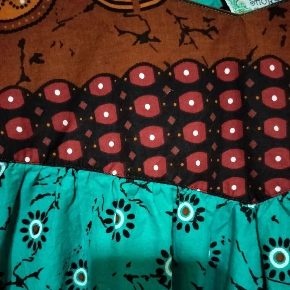 2463) Dessert Shore Tropical Batik Sun Dress Plus Size 1X